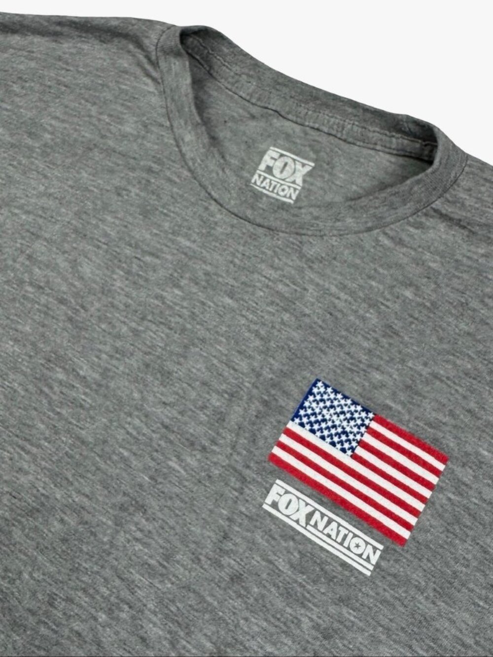 Fox Nation Mens Patriot USA Flag L/S T-Shirt Gray • 2XL